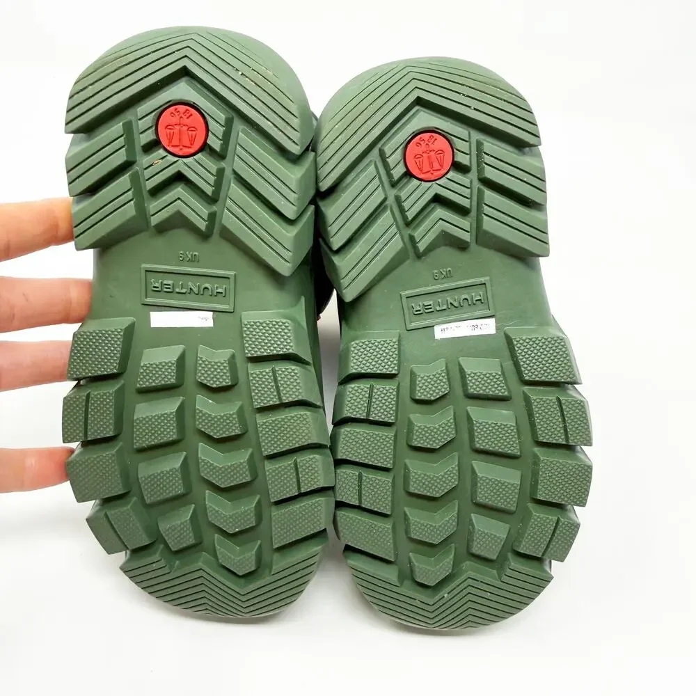 Hunter Green Camo Rain/Snow Boots Boys 10 Side Zip Waterproof EUC Fleece Lined